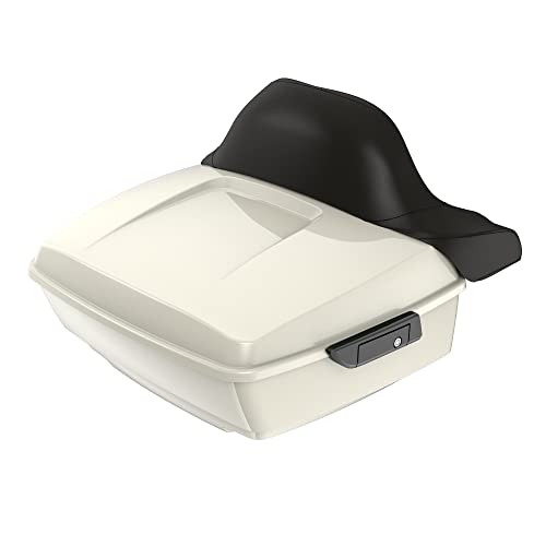 Advanblack King Tour Trunk Pack, Black Mount Bracket & Top Luggage Rack Fit for 2009-Later Harley Touring, Road Glide, Street Glide Special, Road King, Electra Glide - color: Birch White