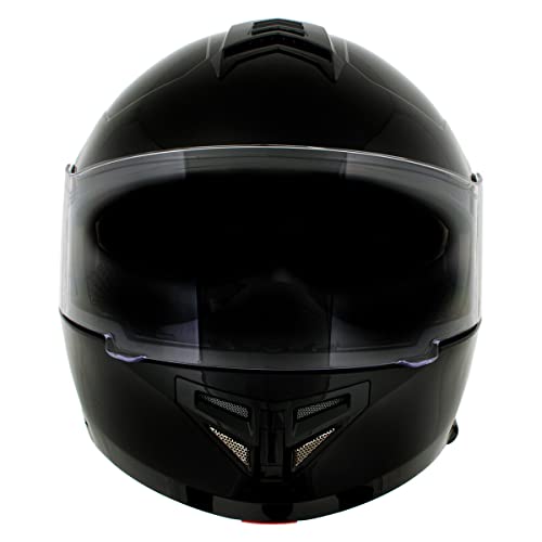 Milwaukee Helmets H7000 Glossy Black 'MayDay' Modular Motorcycle Helmet w/ Intercom - Built-in Speaker and Microphone for Men / Women - X-Large
