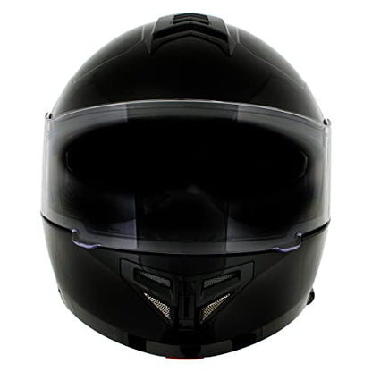 Milwaukee Helmets H7000 Glossy Black 'MayDay' Modular Motorcycle Helmet w/ Intercom - Built-in Speaker and Microphone for Men / Women - X-Large