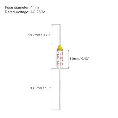MECCANIXITY 10 Pcs Metal Temperature Thermal Fuse SF94 94C 201.2F 10A 250V Cutoff Thermal Fuse with 20 Pcs BN1.25 Bare Terminal Butt Connector - style: SF94