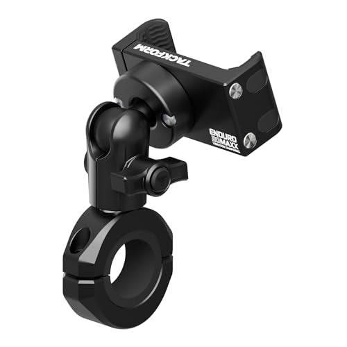Tackform Black Motorcycle All Metal Phone Mount - Vibration Dampening 20MAXX Spring Cradle | Universal Clamp Fits 7/8" to 1-1/4" Handlebars | Compatible with iPhones, Galaxy, More | Short Reach Arm - color: Black, size: 7/8" to 1-1/4"