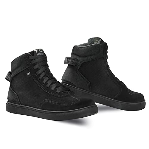 SHIMA SX-2 EVO Motorcycle Shoes for Men - Breathable, Reinforced Leather Biker Motorcycle Boots Men with Ankle Support - color: Women Black, size: 7.5