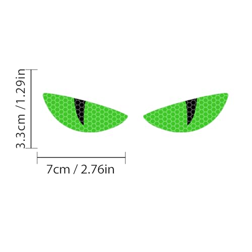2 Pairs Car Reflective Stickers Cat Eyes, Motorcycle Headlight Semicircle Eye Decals, Waterproof Vinyl Safety Warning Decals for Car Truck Window Rear Tailgate (Green) - color: Green