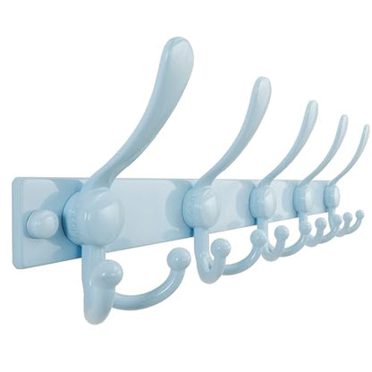 Dseap Coat Rack Wall Mount, Heavy Duty 12-Gauge Base vs Flimsy 1mm, Double-Thick Solid Anti-Snap Hooks, 16” Stud-Mount, Stainless Steel Hanger for Clothes Hat Entryway Closet Mudroom, Blue - color: Blue, size: L=17" (1pcs)