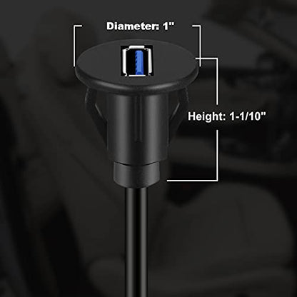 2 Pack Small USB 3.0 Male to Female AUX Flush Panel Mount Extension Cable for Car Truck Boat Motorcycle Dashboard 3ft - size: 2 pack USB 3.0 3ft