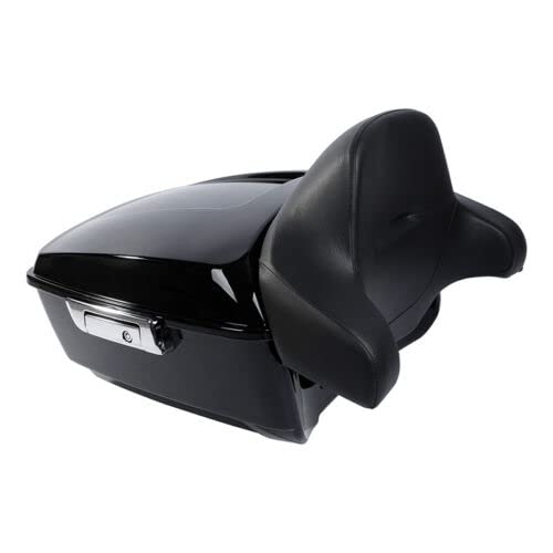 TCMT King Motorcycle Trunk Backrest Two Up Mounting Rack Fit For Harley Touring 1997-2008 Electra Glide Road Glide Street Glide Pack - color: No Speaker Holes: Style B Black Rack