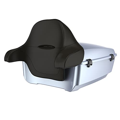 Advanblack Atlas Silver Metallic King Tour Trunk Pack, Black Mount Bracket & Top Luggage Rack Fit for 2009-Later Harley Touring, Road Glide, Street Glide Special, Road King, Electra Glide - color: Atlas Silver