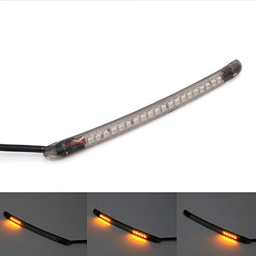 MC MOTOPARTS AMP-Z Motorcycle LED Integrated Amber Turn Signal Indicator Brake Tail Light Strip Smoke Tube 140mm Length - color: Smoke, size: 150mm