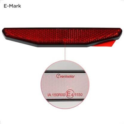 evermotor 2 Packs Motorcycle Trapezoidal Rear Reflector： Self-Adhesive Warning Sticker with Aluminium Plate, High-Visibility Safety Reflectors for Motorcycle, Bicycle, Scooter, ATV - Waterproof - size: 125*46mm