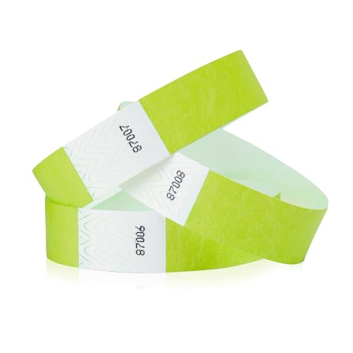 1,000 WristCo Lime Green Tyvek Wristbands for Events Tamper-Proof Design & Fluorescent Color Prevent Reuse Premium-Grade Bracelets for Hospital & Medical ID, Party & VIP Identification - color: Lime Green