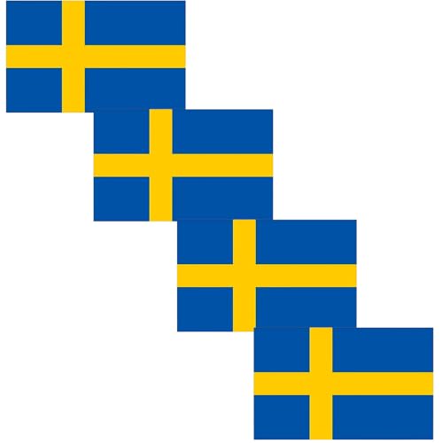 4 PCS Flag Stickers - Sweden Flag Stickers Decals for Cup Computer Laptop Car Bumper Window Helmet Musical Instrument with Smooth Surface - size: Sweden