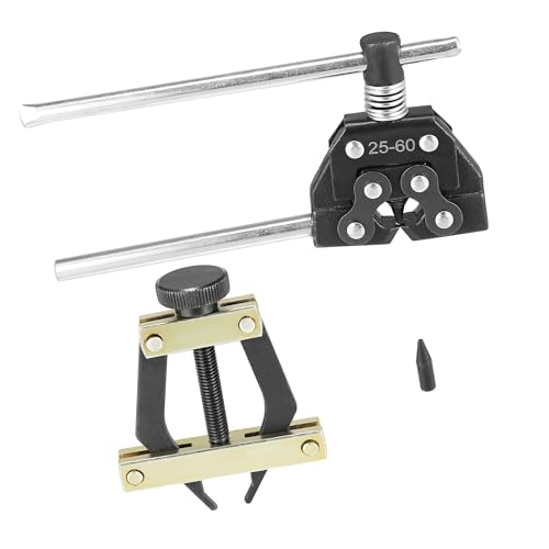 Roller Chain Tools Kit 25-60 Chain Detacher Breaker Cutter Tool Roller Chain Puller Holder Connecting for Bicycle Go Kart Chains Replacement Carbon Steel Black Item Replacement