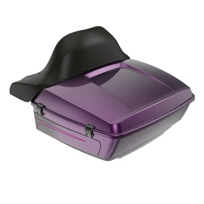 Advanblack 2025 Road Glide King Tour Trunk Pack Black Latch Wrap-Around Backrest Compatible with 1997-2025 Harley Touring Road Glide, Street Glide, Electra Glide (Poison Berry) - color: Poison Berry