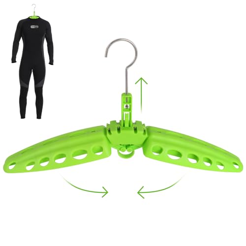 Wetsuit Hanger, Gimilife Surfing & Scuba Diving Accessory, Perfect to Dry Wetsuit Drysuit Life Jacket or BCD, Quick Dry Foldable & Vented Dryer for Wetsuite Dry Suit（1 PCS ） - color: Green