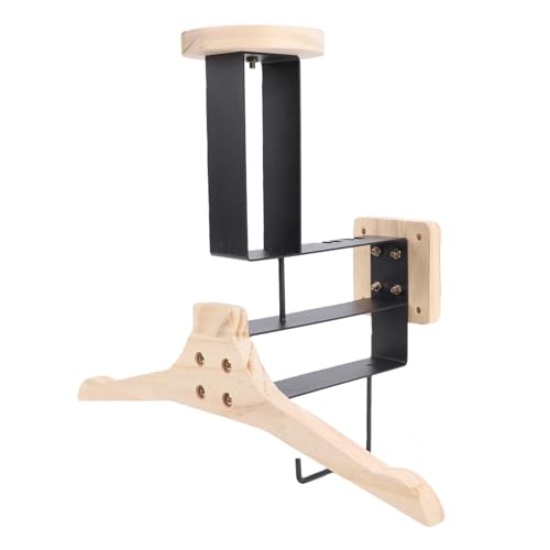 Alomejor Motorcycle Helmet Holder, Solid Wood Iron Wall Mount Hanger for Riding Gear Storage, Multifunctional Rack for Helmet and Jacket in Garage