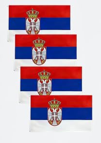 4 PCS Flag Stickers - Serbia Flag Stickers Decals for Cup Computer Laptop Car Bumper Window Helmet Musical Instrument with Smooth Surface - size: Serbia