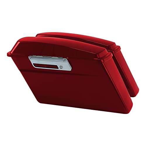 TCMT Hard Saddle bags Saddlebag Trunk W/Latch Keys & Liners Carpet Insert Fits For Harley Touring Road King Road Street Glide Electra Glide Ultra FLHT FLHR FLHX 1994-2013 - color: Red Chrome Latches#B