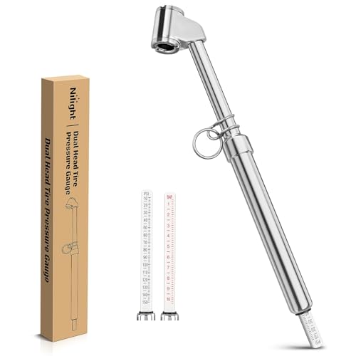 Nilight Dual Head Tire Pressure Gauge Heavy Duty Truck Air Chuck Range 10-150PSI 1-10Bar Tire Pressure Checker Straight-On Tire Air Gauge Extended Tube for Semi Truck, RV, Car, Motorcycle - color: 1pc Tire Pressure Gauge