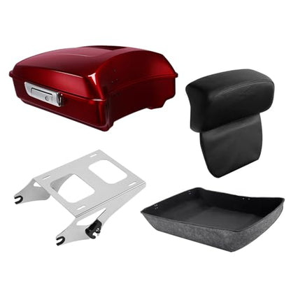 TCT-MOTORPARTS Chopped Luggage Kit w/Backrest Pad Two-Up Mounting Rack Fit For Harley Touring Street Glide Special 2014-2024 Velocity Red Sunglo 2017S - color: Fit for Velocity Red Sunglo #1