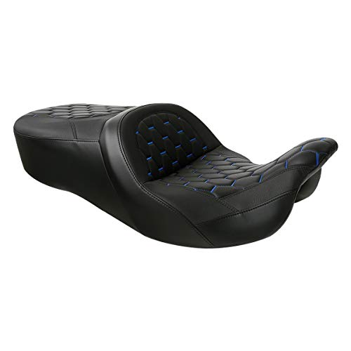 CC RIDER Driver Passenger Seat Hammock Blue Hexagon Fit For Harley Touring 2009-2023 Road Glide Street Glide Road King Electra Glide and Trike models - color: Blue Stitches
