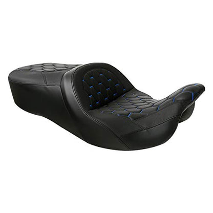 CC RIDER Driver Passenger Seat Hammock Blue Hexagon Fit For Harley Touring 2009-2023 Road Glide Street Glide Road King Electra Glide and Trike models - color: Blue Stitches