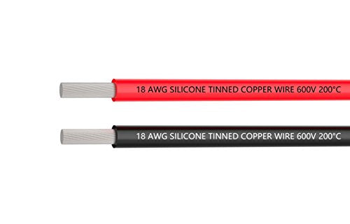 TUOFENG 18 AWG Electrical Wire 20 Feet [10 ft Black and 10 ft Red] 18 Gauge Hook Up Wire Cable - Flexible Silicone Wire of Tinned Copper Wires High Temperature Resistant - size: 18 AWG Silicone Wire 2 Colors 10ft Each