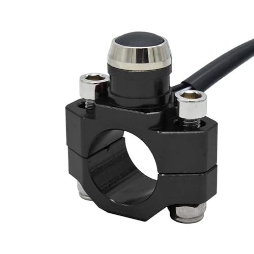 CNC Aluminum 7/8" Motorcycle Handlebar Control Horn Start Switch Button Momentary Action with Two Bullet Connectors Black