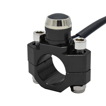CNC Aluminum 7/8" Motorcycle Handlebar Control Horn Start Switch Button Momentary Action with Two Bullet Connectors Black