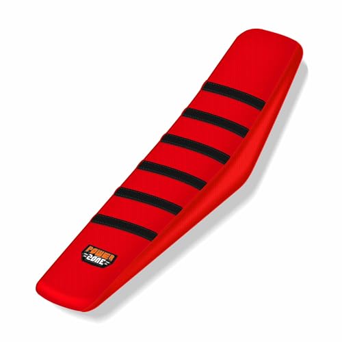 Motorcycle Dirt Bike Seat Cover Compatible with Yozma IN10 Universal Dirt Pit Motocross Rubber Seat Cushion (Red Black Ribs) - color: Red Black Ribs
