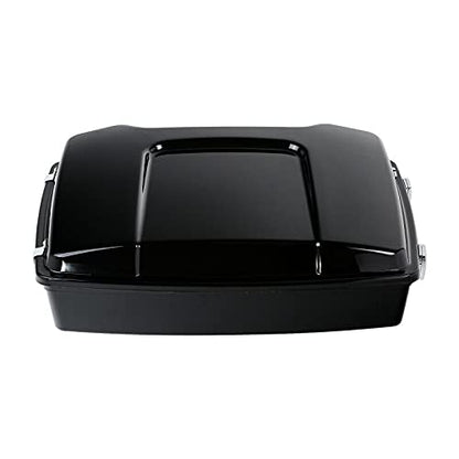 TCMT 5.5" Razor Motorcycle Trunk Box W/Latch Key Two Up Mounting Rack Fit For Harley Touring 2009-2013 Road Glide Road King Street Glide Pack - color: Chrome Lacthes Trunk+Black 2 up Rack