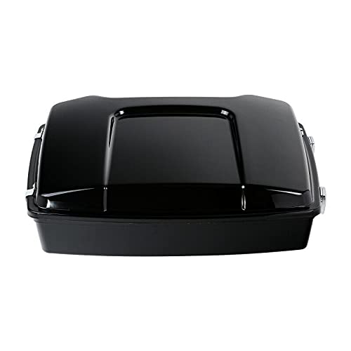 TCMT 5.5" Razor Motorcycle Trunk Box W/Latch Key Two Up Mounting Rack Fit For Harley Touring 2009-2013 Road Glide Road King Street Glide Pack - color: Chrome Lacthes Trunk+Chrome 2 up Rack