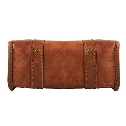 Leather Handlebar Bag Brown Saddle Motorcycle Bag Bicycle Tool Bag Buff Leather Travel Accessory Pouch (Tan Brown)