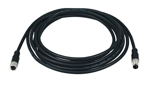 M8 3-Pin Male to Female Connector Cable, A-Coded Straight Circular Industrial Molded Cable, IP67 Waterproof Unshielded PVC Wire, 60V 3A AC/DC, AWG24 - size: 5m, style: 3pin