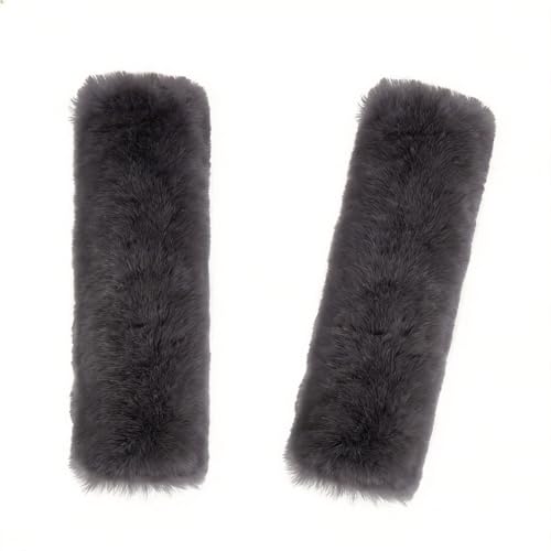 Soft & Cozy Australian Sheepskin Car Seat Belt Covers,2 Pack Fluffy Seatbelt Pads, Genunie Sheepskin Fur Shoulder Straps Cushions for Adults Kids Women and Men (Grey) - color: Grey