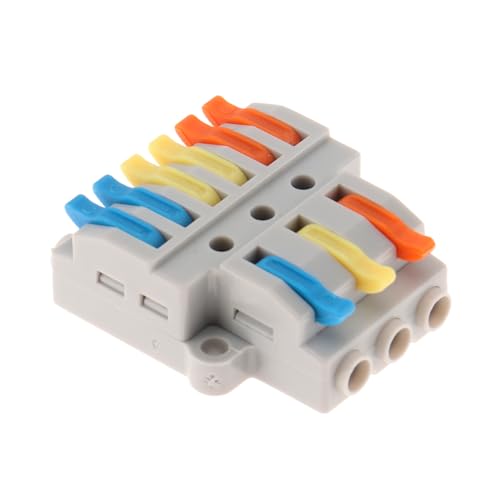 DIANN 10pcs Lever Wire Connectors 3 in 6 Out Circuit Inline Splices Electrical Wire Connector 28-12 AWG Quick Connect Splice Wire Connectors - style: 3 in 6 out