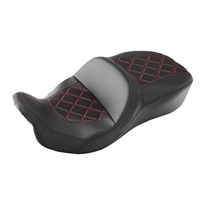 C.C. RIDER Rider Passenger Seat fit for Harley Davidson Touring 2009-2023 Road King Street Glide Road Glide Electra Glide Tri Glide models - color: 34#Red Seat