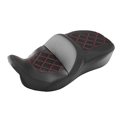 C.C. RIDER Rider Passenger Seat fit for Harley Davidson Touring 2009-2023 Road King Street Glide Road Glide Electra Glide Tri Glide models - color: 34#Red Seat