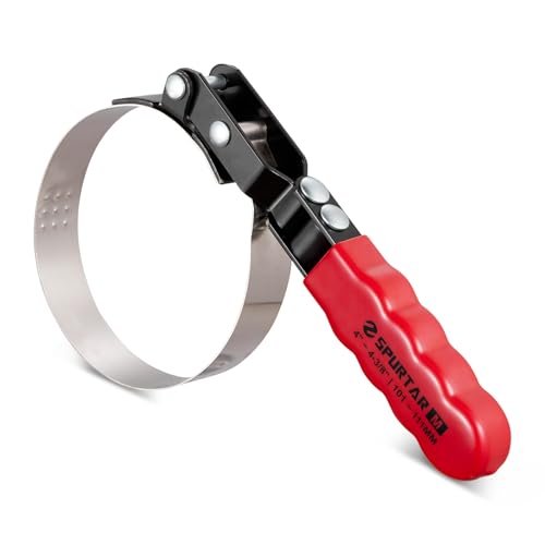 Spurtar Medium Oil Filter Wrench, Swivel Oil Filter Removal Tool, Fits Filters 4" to 4-3/8" (101-111mm) for 4S Shop Auto Repair Mechanic DIY Generator Small Engine - size: Medium: 4" - 4-3/8"