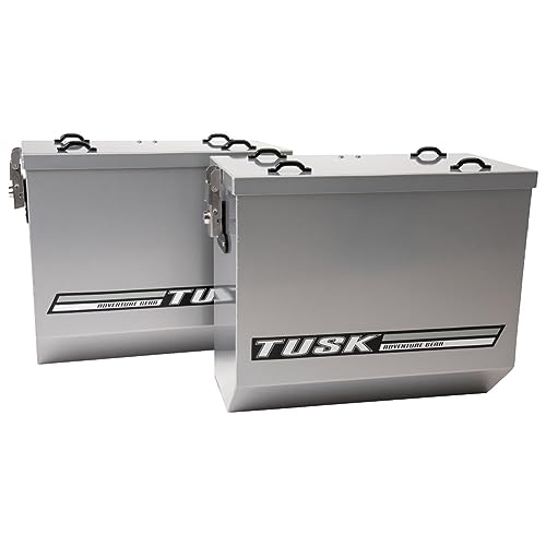 TUSK Aluminum Panniers with Pannier Racks V2 Medium Silver Compatible with Honda CRF300L/ABS 2021-2025/CRF300L/ABS Rally 2021-2025/CRF300LS 2023-2025