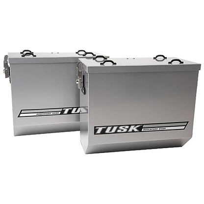 TUSK Aluminum Panniers with Pannier Racks V2 Medium Silver Compatible with Honda CRF300L/ABS 2021-2025/CRF300L/ABS Rally 2021-2025/CRF300LS 2023-2025