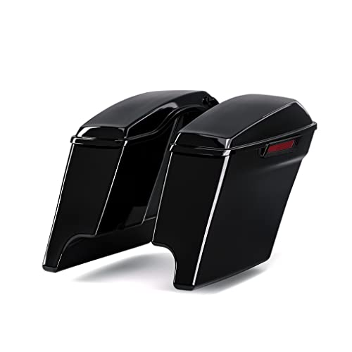 TCT-MOTORPARTS Vivid Black 5" Stretched Saddlebags & Rear Fender System For Harley Touring 2014-2024 Road King