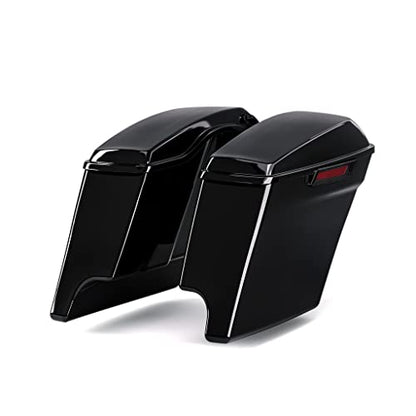 TCT-MOTORPARTS Vivid Black 5" Stretched Saddlebags & Rear Fender System For Harley Touring 2014-2024 Road King
