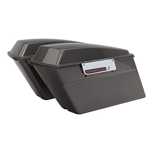 SLMOTO Hard Saddlebags Saddle Bags Trunk W/Chrome Latches For Harley Touring Road King Road Glide Street Glide Electra Glide 1994-2013 Pewter Pearl Motorcycle ABS - color: Glossy Painted(Chrome Latches)