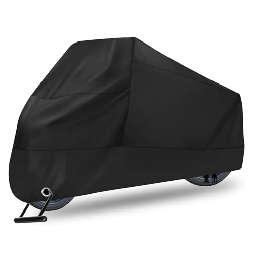 Motorcycle Cover Waterproof: Durable Heavy Duty Motorcycle Cover with Windproof and Security System - Fits up to 104 Inch Large Motorcycle (210D) - size: 210D - 104 Inch