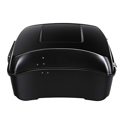 TCMT King Motorcycle Trunk Box Fits For Harley 2014-2025 Touring CVO Road King Road Glide Street Glide Electra Glide Matte Black Chrome Latches(No Speaker Holes) Pack - color: Matte Black Chrome Latches(No Speaker Holes)