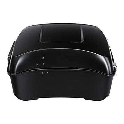 TCMT King Motorcycle Trunk Box Fits For Harley 2014-2025 Touring CVO Road King Road Glide Street Glide Electra Glide Matte Black Chrome Latches(No Speaker Holes) Pack - color: Matte Black Chrome Latches(No Speaker Holes)