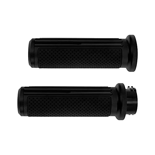 1 inch Handlebar Grips 25mm Aluminum Defiance Cable Throttle Hand Grips Compatible with Harley Touring Softail Dyna Sportster XL883 1200 XR VRSC - color: Matte Black-Cable Throttle