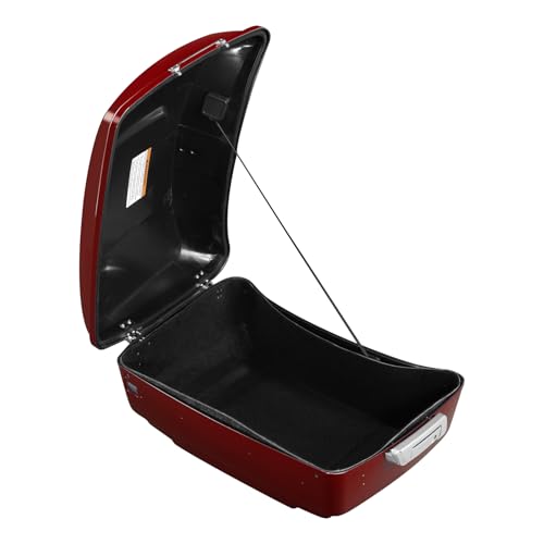TCMT 13.7" King Motorcycle Trunk Box W/Latch Key Fit For Harley 2014-2025 Touring CVO Road King Road Glide Street Glide Electra Glide Ultra Limited Billiard Red/Vivid Black - color: Billiard Red/Vivid Black(W Speaker Holes)