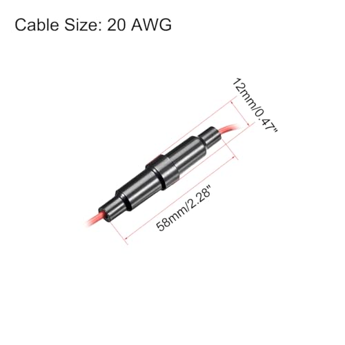 uxcell 15 Pcs 6x30mm Inline Screw Type Fuse Holder 20 Gauge AWG Red Wire with 30 Pcs 10A Fast Blow Glass Fuses - size: 20awg,6x30mm