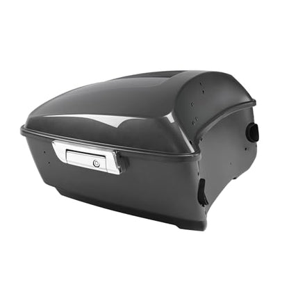 TCMT 13.7" King Motorcycle Trunk Box W/Latch Key Fit For Harley 2014-2025 Touring CVO Road King Road Glide Street Glide Electra Glide Ultra Limited Gauntlet Gray Metallic - color: Gauntlet Gray Metallic(W Speaker Holes)